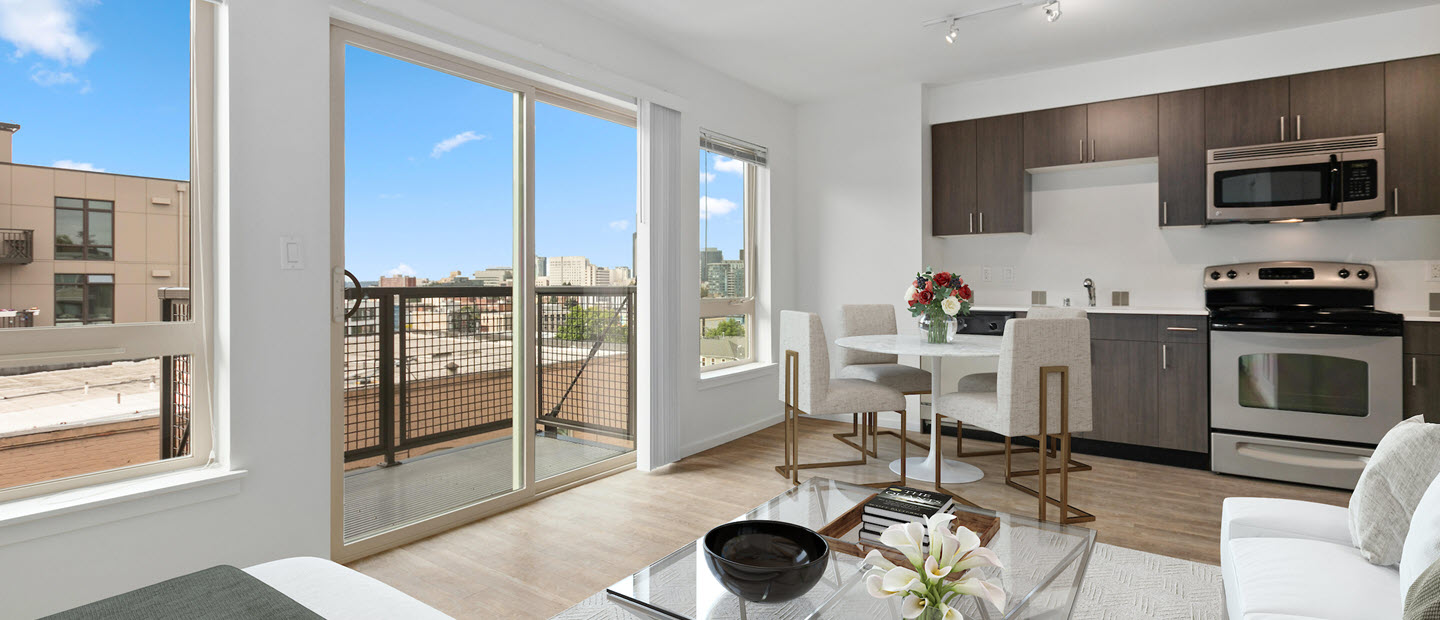 Vox Furnished Studio with Full Kitchen and hardwood floors