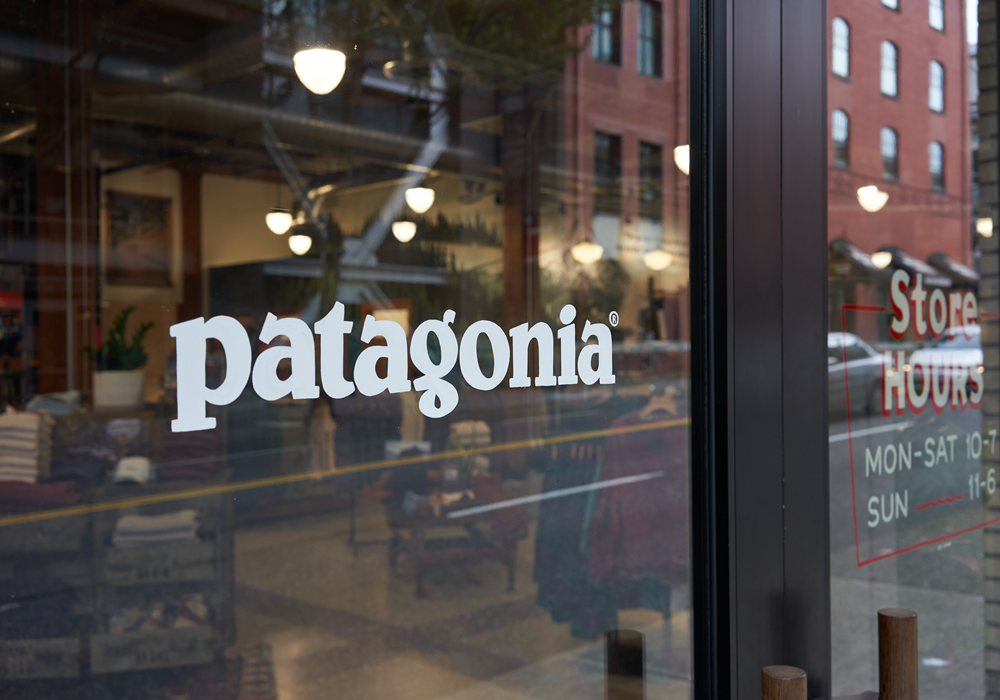 Window branding of Patagonia.