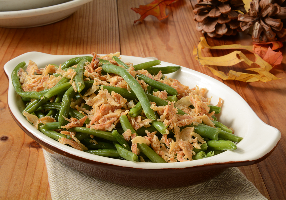 French Green Beans with Almonds and Fried Onions