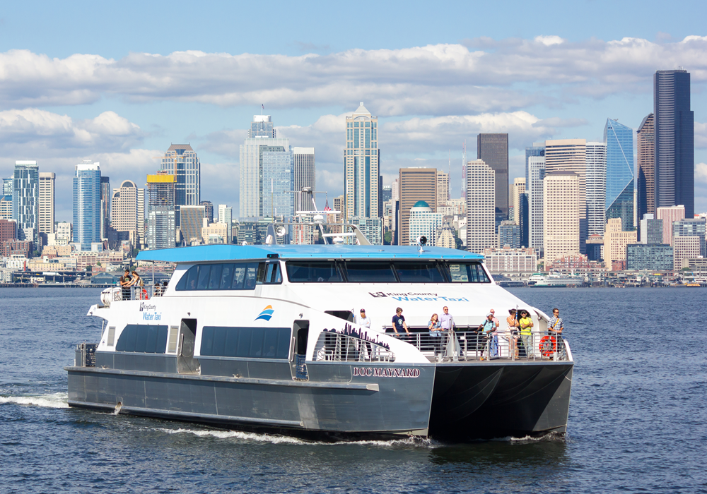 A Seattle ferry carrying passengers.