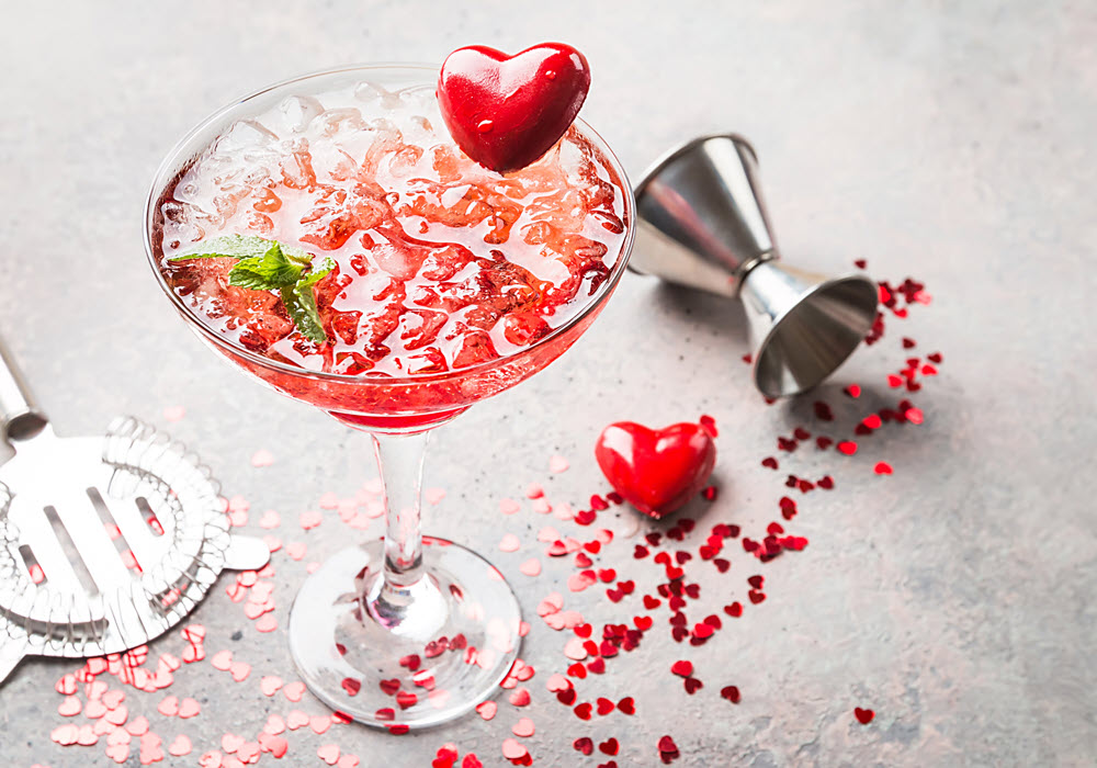 Valentine's Day pink cocktail