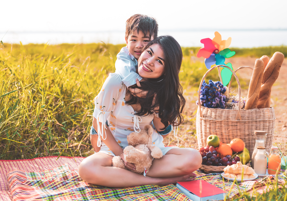 Mother and child having a picnic on Mother's Day