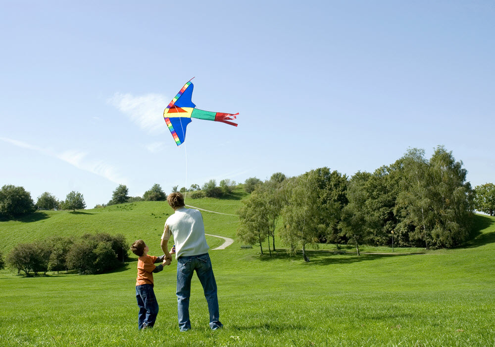Flying a kite with Dad