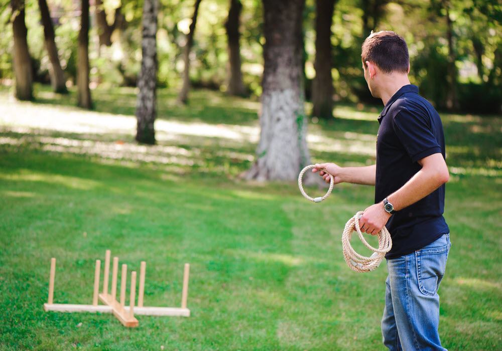 Ring toss fun with Dad