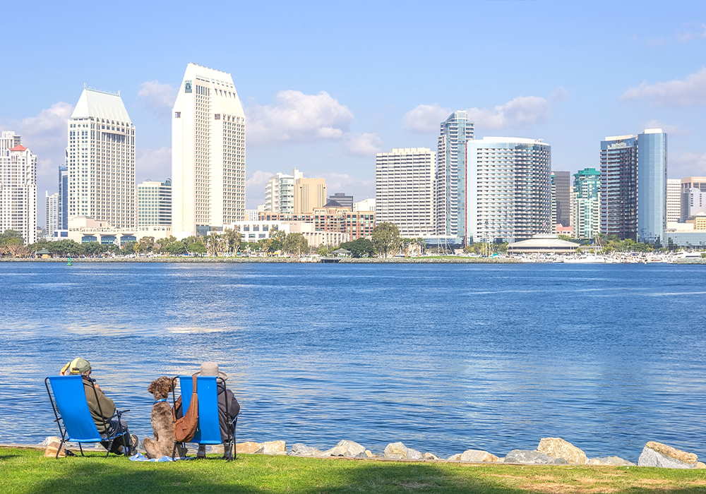 Ocean with rocky shore and skyline