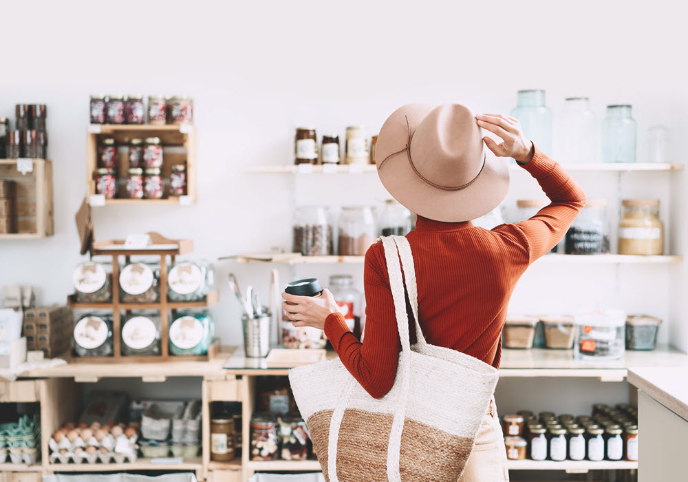 Woman shopping for her luxury apartment