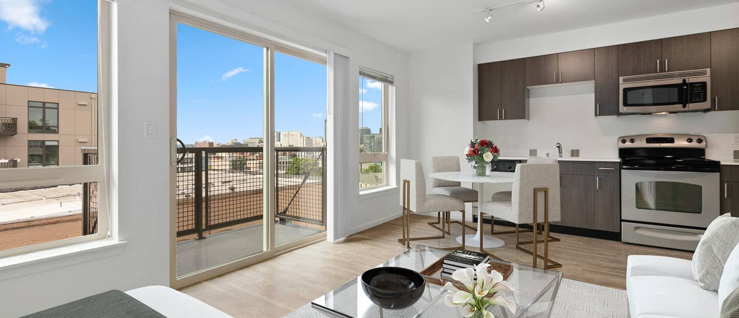 Vox Furnished Studio with Full Kitchen and hardwood floors